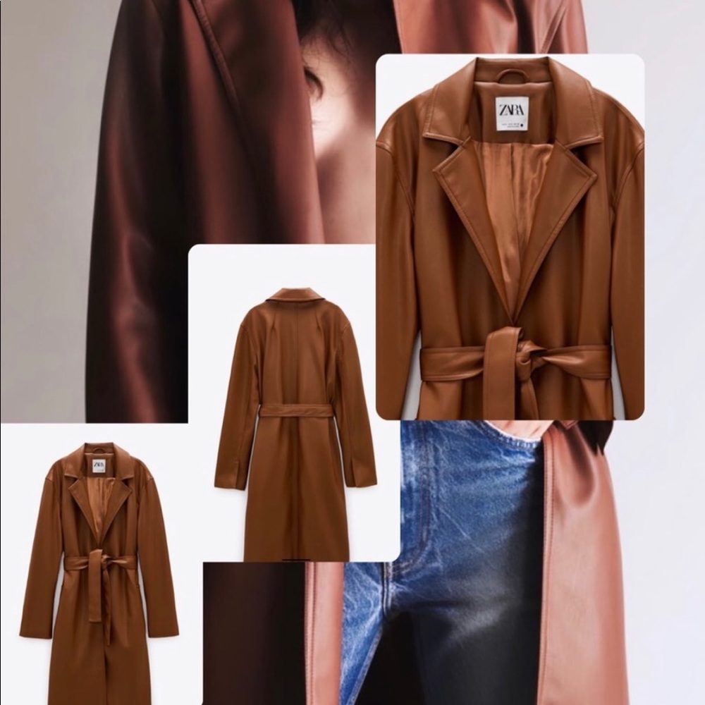 Zara faux leather trench coat